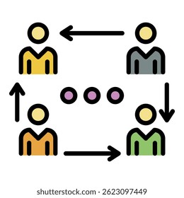Delegation of tasks icon. Outline delegation of tasks vector icon color flat isolated