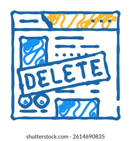 delete account doodle icon sketch vector. delete account sign. isolated symbol illustration