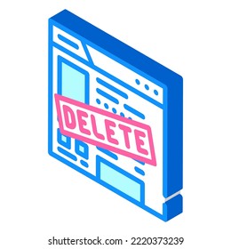 eliminar vector de icono isométrico de cuenta. eliminar el signo de cuenta. ilustración de símbolo aislado