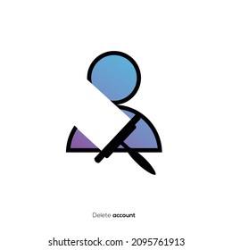 delete account logo. delete account illustration icon. combination of pictures of people erased by the cleaning tool