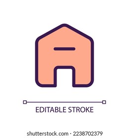 Borrar el icono de color RGB perfecto para píxeles de la dirección. Cambiar la información en línea. Elemento de línea simple rellenado. GUI, diseño UX para aplicación móvil. Pictograma aislado del vector. Trazo editable. Tipo de letra arial utilizado