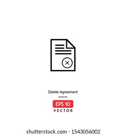 Delete agreement vector icon, illustration of a document flow, isolated on white background. EPS10 - Vector