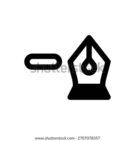 Delete anchor point. Outlined stroke vector icon with black-filled details.