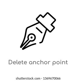 delete anchor point vector line icon. Simple element illustration. delete anchor point outline icon from user interface concept. Can be used for web and mobile
