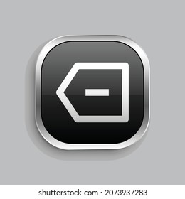 delete back line icon design. Glossy Button style rounded rectangle isolated on gray background. Vector illustration