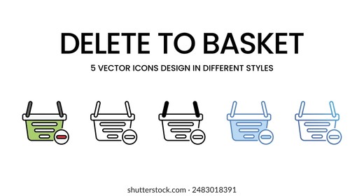 Delete To Basket icons vector set stock illustration.