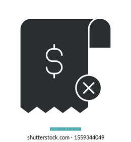 Delete bill icon vector illustration logo template for many purpose. Isolated on white background.