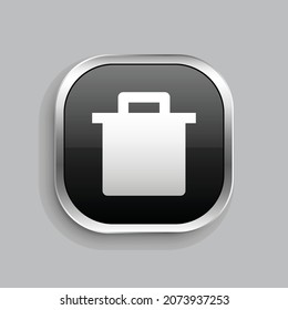delete bin 7 fill icon design. Glossy Button style rounded rectangle isolated on gray background. Vector illustration
