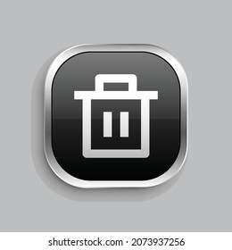 borrar diseño de icono de línea de bin. Estilo botón brillante rectángulo redondeado aislado en fondo gris. Ilustración del vector