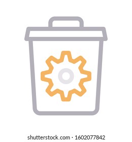 delete bin vector color line icon 