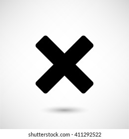 Delete - black vector  icon with shadow