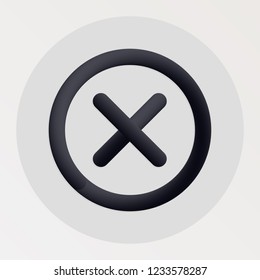 Delete blended bold black line icon. Vector illustration of cross shape fluid pictogram in a circle over white background for your graphic and web design