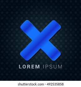 Delete Blue metallic chromium precious Icon / Logo Design