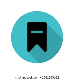 Delete bookmark long shadow icon. Simple glyph, flat vector of web icons for ui and ux, website or mobile application