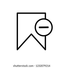 Delete bookmark outline icon Bookmark minus simple line vector