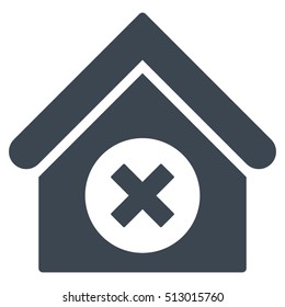 Delete Building vector icon. Flat smooth blue symbol. Pictogram is isolated on a white background. Designed for web and software interfaces.