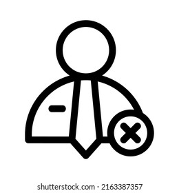 eliminar icono del hombre de negocios o logotipo símbolo de signo aislado ilustración vectorial - iconos vectoriales de estilo negro de alta calidad
