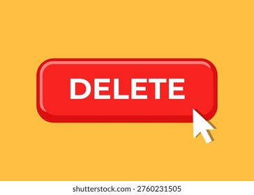 Delete button with click
Vector red click button on an orange background