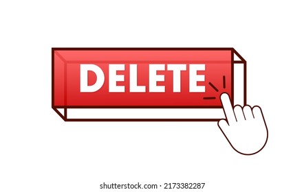 Delete Button And Cursor Clicks. Trash Can. Vector Stock Illustration.