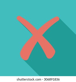 Delete button icon. Flat vector related icon with long shadow for web and mobile applications. It can be used as - logo, pictogram, icon, infographic element. Vector Illustration.
