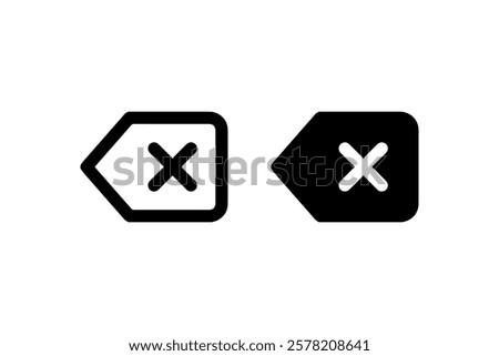 Delete Button Icon with X Symbol Vector