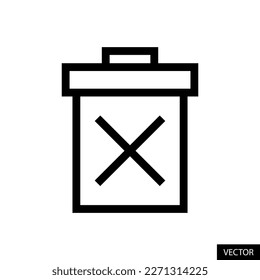 Delete button, remove vector icon in line style design for website, app, ui, isolated on white background. Editable stroke. EPS 10 vector illustration.