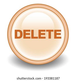  delete button web icon on orange background with shadow 