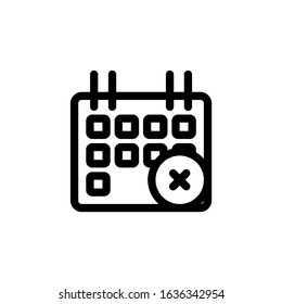 Delete Calendar. Time Icon Set. Outline Style Editable Vector Logo Icon Template.