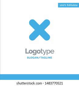 Delete, Cancel, Close, Cross Blue Solid Logo Template. Place for Tagline