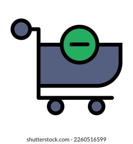 Delete from cart icon line isolated on white background. Black flat thin icon on modern outline style. Linear symbol and editable stroke. Simple and pixel perfect stroke vector illustration