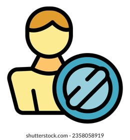 Delete character icon outline vector. Social profile. Service bin color flat