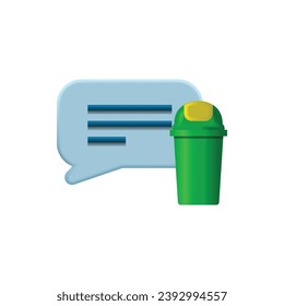 Delete chat icon, 3D bubble chat, bubble chat and trash, suitable used for social media app, business, web chat, user interface, and etc