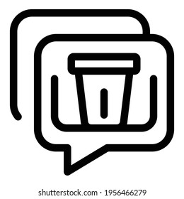 Delete chat icon. Outline delete chat vector icon for web design isolated on white background