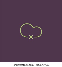 Delete cloud icon. Cross with cloud vector