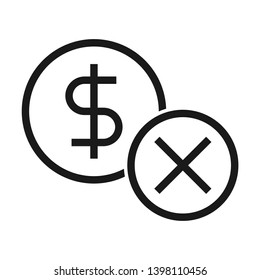 Delete coin. Simple line icon. Isolate on white background.