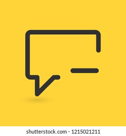 Delete comment or chat flat icon, vector illustration isolated on yellow background. on rounded square vivid color backgrounds.