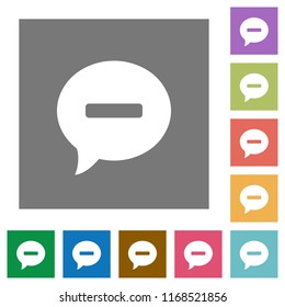 Delete comment flat icons on simple color square backgrounds