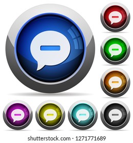 Delete comment icons in round glossy buttons with steel frames