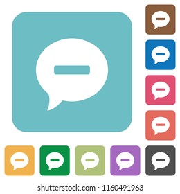 Delete comment white flat icons on color rounded square backgrounds