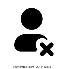 Löschen Sie das Schwarze Bildzeichen-Symbol. Account entfernen. Adressbuch. Wischen Sie die Nummer. Design der Benutzeroberfläche. Silhouette-Symbol auf weißem Raum. Solides Piktogramm für Web, mobil. Einzelne Vektorgrafik