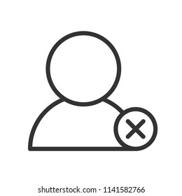 delete contact icon with simple black line use for website asset 