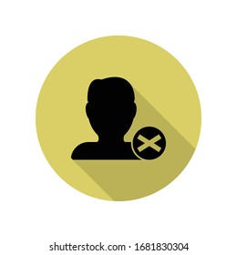 Löschen Sie das Kontaktsymbol für langen Schatten. Einfache Bildyph, flache Vektorillustration von Web-Icons für i und ux, Website oder mobile Applikationen