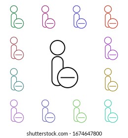 Delete contact multi color style icon. Simple thin line, outline vector of conferencing icons for ui and ux, website or mobile application