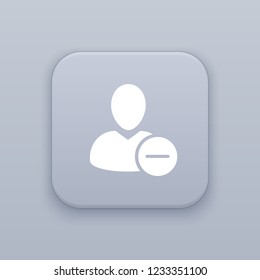 Delete contact, Delete user, gray vector button with white icon on gray background