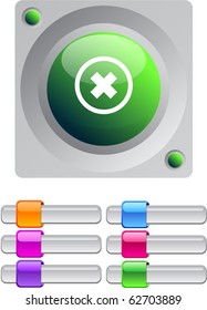 Delete cross vibrant round button with additional buttons.