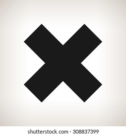 Delete or Crosswise Sign on a Light Background,  a Sign of Denial, to Indicate Failure or Removal or Impossibility to Act , Black and White Vector Illustration