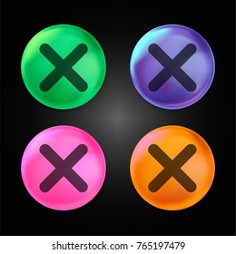 Delete crystal ball design icon in green - blue - pink and orange.