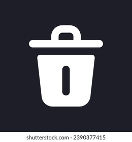 Borrar el icono de glifo ui en modo oscuro. Eliminar archivo digital y documento. Diseño de interfaz de usuario. Símbolo de silueta blanca en el espacio negro. Pictograma sólido para web, móvil. Ilustración aislada del vector