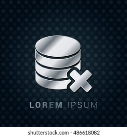 Delete Database 3D Silver/Platinum/Steel Metallic Premium Icon / Logo Design