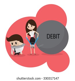 Delete debit for businessman cartoon